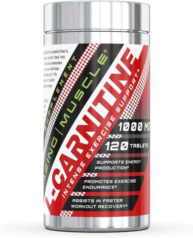 L-Carnitine - 1000 Mg, 120 Tablets - Intense Exercise Support - Supports Energy Production - Promotes Exercise Endurance - Assists in Faster Workout Recovery