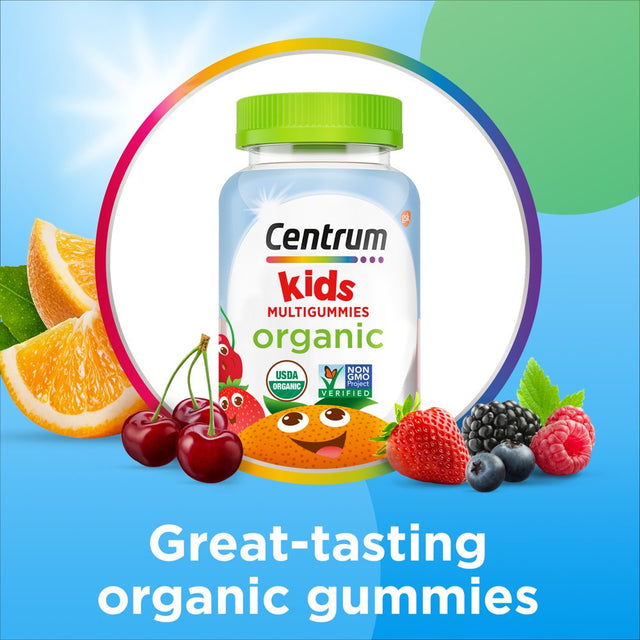 Centrum Kids' Organic Multigummies, Kids Multivitamin Gummies, Organic Multivitamin for Immune Support, Muscle Function, and Brain Health - 90 Count