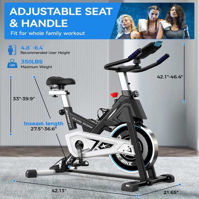 Pooboo Magnetic Exercise Bike Indoor Bluetooth Cycling Bike Home Cardio Workout Stationary Bike 45Lbs Heavy-Duty Flywheel Quiet Belt Drive