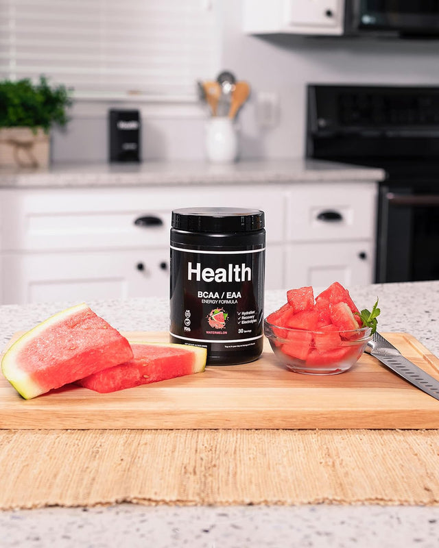 Health BCAA EAA Powder + Electrolytes, Watermelon - USDA Organic, Vegan, All-Natural, Hydration & Recovery for Men & Women