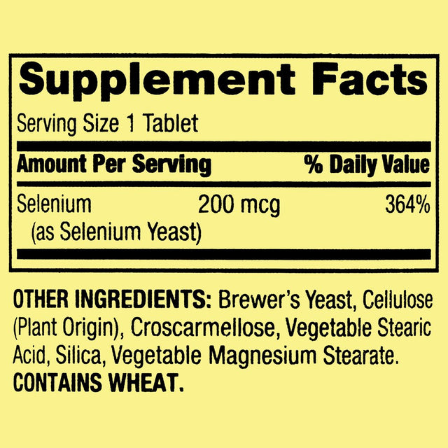 Spring Valley Selenium Immune Health Dietary Supplement Tablets, 200 Mcg, 100 Count