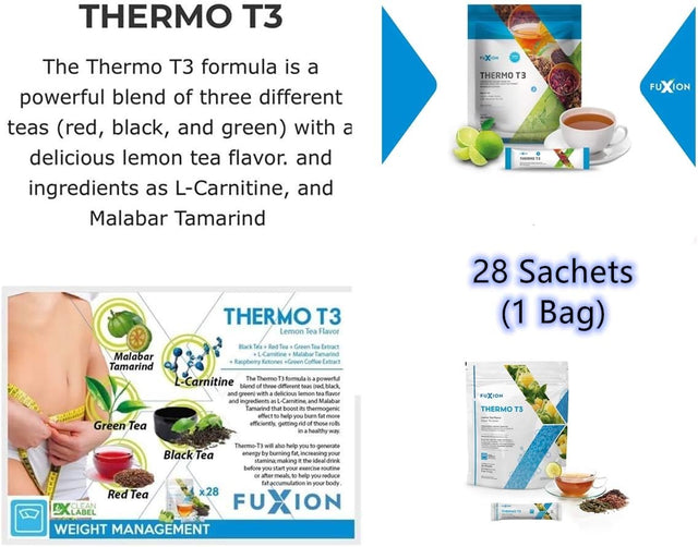 Fuxion Thermo T3,Delicious Lemon Tea Flavor(Thermo TT3, 28 Sachets)