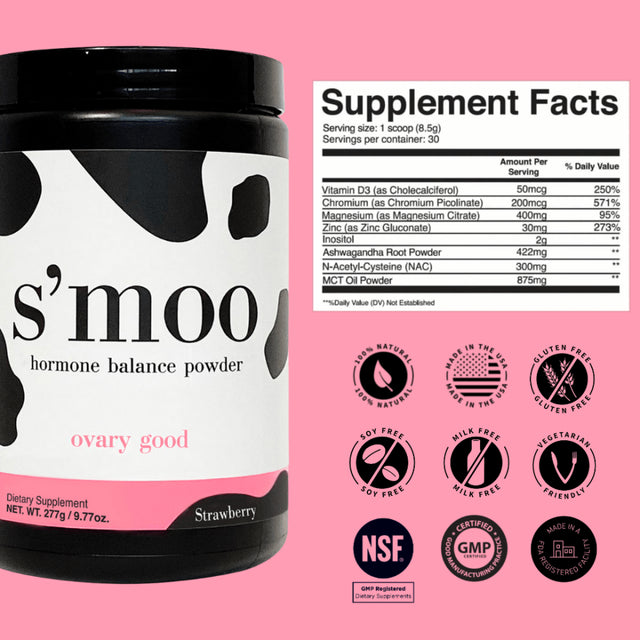 Ovary Good - Strawberry L Regulated Cycle, Weight Management, Improve Energy Levels, Complexion & More L Specially Formulated for PCOS & Hormone Health L Made in USA (30 Servings)