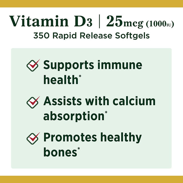 Nature'S Bounty Vitamin D3 1000 IU Immune Health, 120 Softgels (Pack of 4)