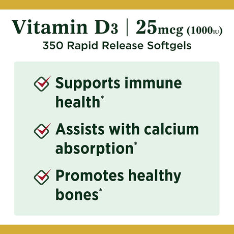 Nature'S Bounty Vitamin D3 1000 IU Immune Health, 120 Softgels