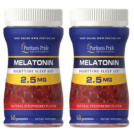 Puritan'S Pride Melatonin Gummy 2.5 Mg Strawberry Flavor Sleep Aid Relax Mood (2 PACK)