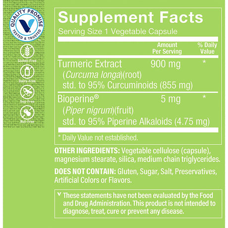 The Vitamin Shoppe Triple Strength Turmeric with Curcumin 900Mg, Supports Joint Mobility & Provides Antioxidant Benefits & 5Mg Bioperine to Enhance Nutrient Absorption - Once Daily (60 Capsules)