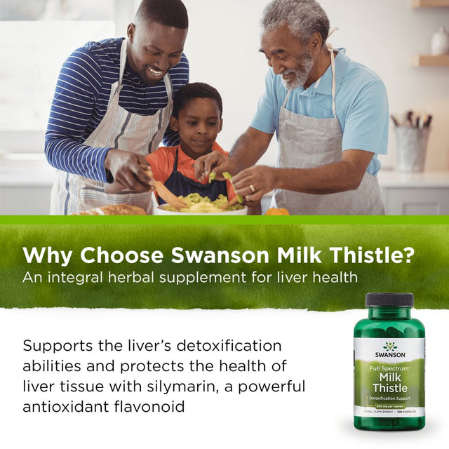 Swanson Full Spectrum Milk Thistle, Helps Support Overall Liver Health, 500 Mg, 100 Capsules