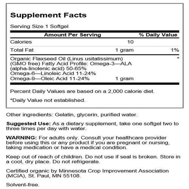 Swanson Flaxseed Oil (Omegatru) 1,000 Mg 100 Softgels