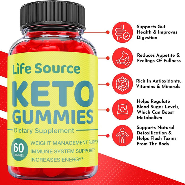 (2 Pack) Life Source Keto ACV Gummies - Supplement for Weight Loss - Energy & Focus Boosting Dietary Supplements for Weight Management & Metabolism - Fat Burn - 120 Gummies