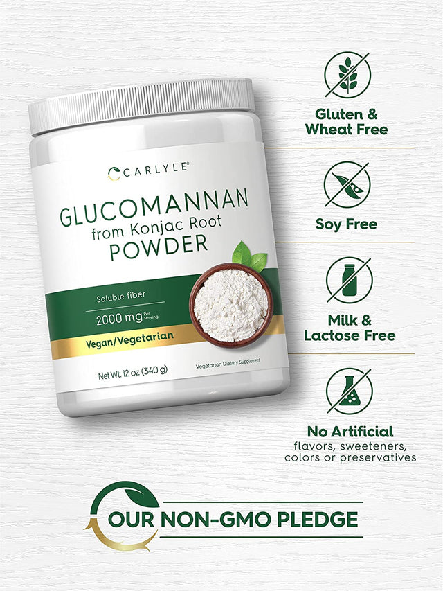 Carlyle Glucomannan Powder 12 Oz | Konjac Powder Supplement | Vegan & Vegetarian | Non-Gmo, Gluten Free