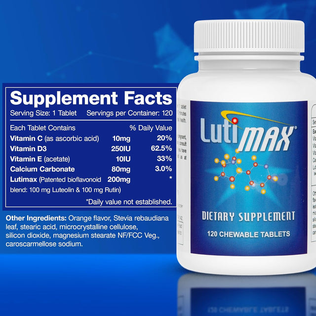 Lutimax Luteolin Complex W/Rutin - Brain Supplement for Mental Health - Bioflavonoids W/Vitamin C, D & E for Joint, Muscle, & Dietary Issues - Antioxidants Supplement W/Immune Support - 120 Tablets