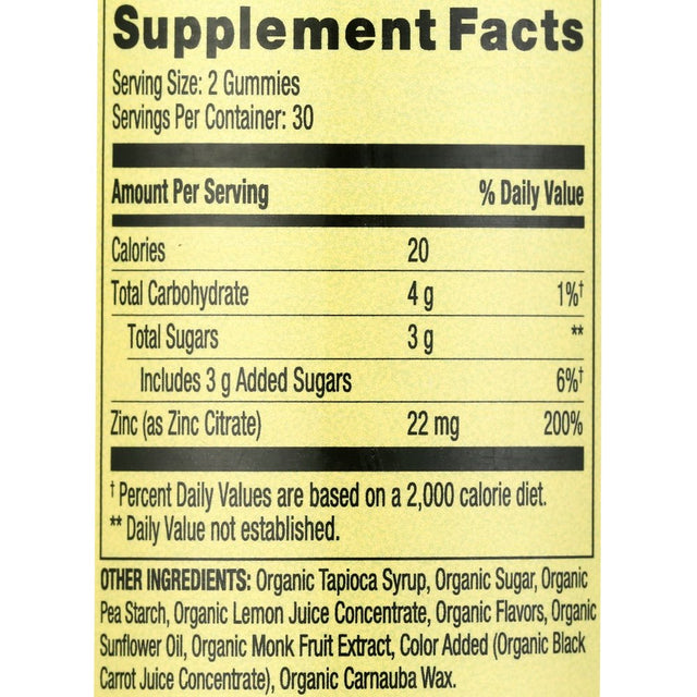 Spring Valley Immune System Support Zinc Supplement Gummies, Grapefruit, 22 Mg, 60 Count