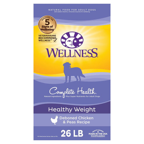 Wellness Complete Health Natural Dry Healthy Weight Dog Food, Chicken & Peas, 26-Pound Bag