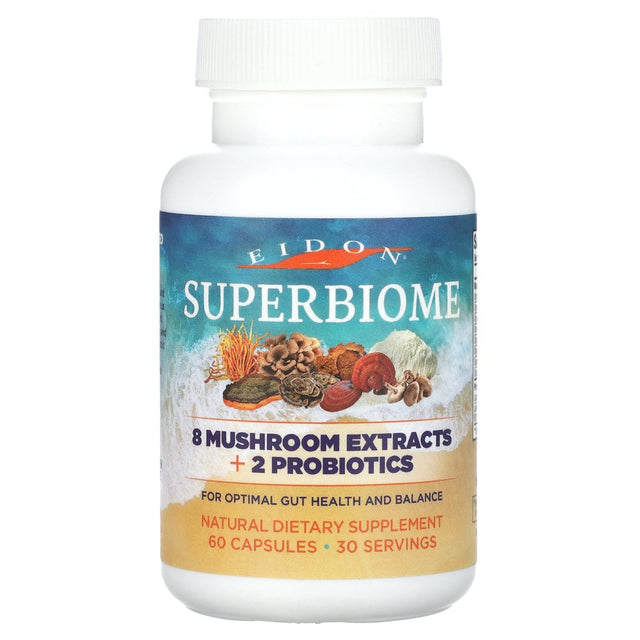 Eidon Ionic Minerals Superbiome, 8 Mushroom Extracts + 2 Probiotics , 60 Capsules