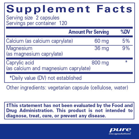 Pure Encapsulations Caprylic Acid | Supplement for Gut and Digestive Health, GI Balance, Gastrointestinal Support, and Intestinal Health* | 240 Capsules