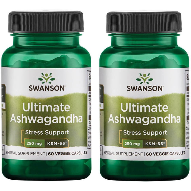 Swanson Ultimate Ashwagandha - Ksm-66 250 Mg 60 Veg Caps 2 Pack