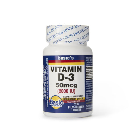 Basic Vitamin D-3 Tablets, 2000 IU, 200 Count