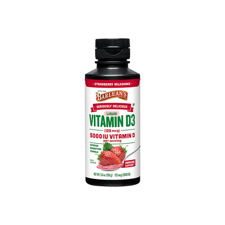 Barlean'S Seriously Delicious Strawberry Milkshake Vitamin D3 Supplement - Vegan, Sugar-Free, Non-Gmo, Gluten Free - 5.6 Oz