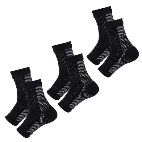 Weloille 3 Pairs Ankle Compression Sleeves for Plantar Fasciitis - Ankle Foot Brace for Injury Recovery, Open Toe Neuropathy Socks, Toeless Ankle Compression Socks for Women & Men