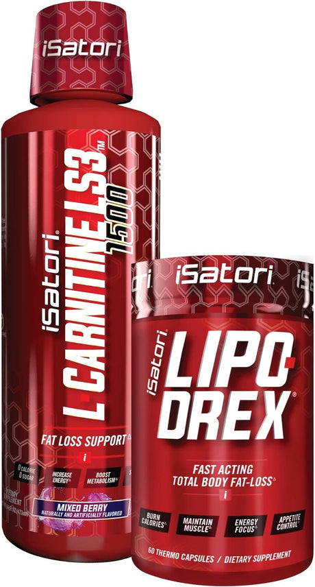 Isatori Lipo-Drex Fat Loss Thermogenic Formula - Fast Acting Weight Loss -Appetite Suppressant (60 Capsules) L-Carnitine Liquid Fat Burner and Metabolism Activator- Mixed Berry (32 Servings)