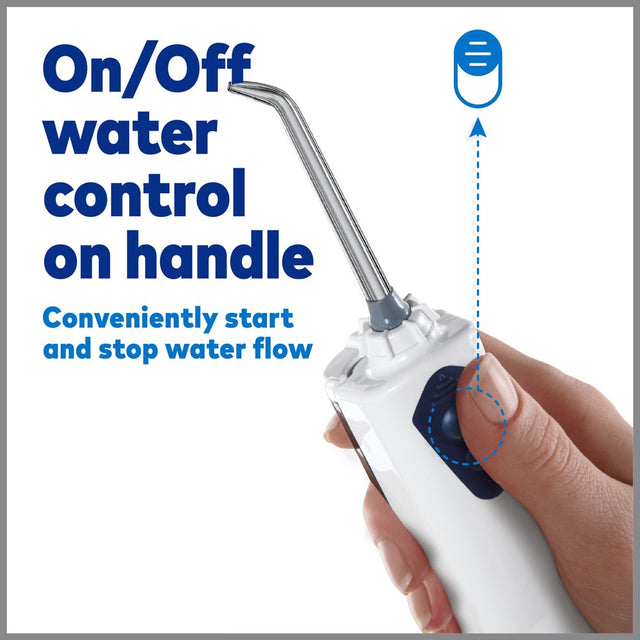 Waterpik Cordless Portable Rechargeable Water Flosser, WP-360 White and Blue