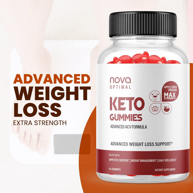 (2 Pack) Nova Optimal Keto Gummies - Supplement for Weight Loss - Energy & Focus Boosting Dietary Supplements for Weight Management & Metabolism - Fat Burn - 120 Gummies