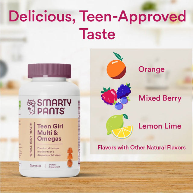 Smartypants Teen Girl Multi & Omega 3 Fish Oil Gummy Vitamins with D3, C & B12 - 120 Ct