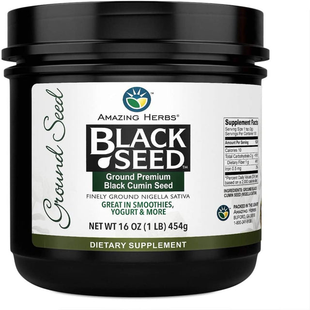 Amazing Herbs Black Seed Ground Seed, 16 Ounce (2 Pack)