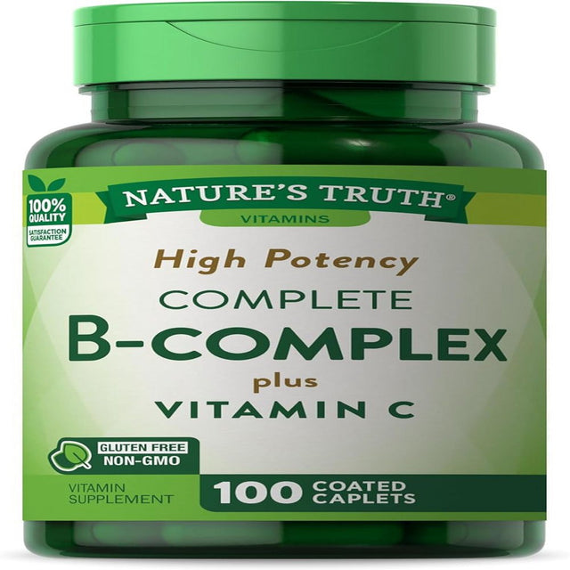 B Complex Vitamins plus Vitamin C | 100 Caplets | Vegetarian, Non-Gmo & Gluten Free | by Nature'S Truth