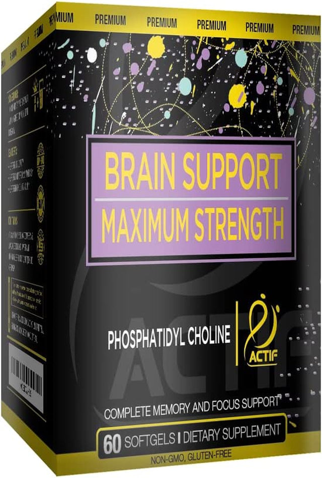 Actif Brain Mega Support with Phosphatidylcholine - Non-Gmo, Fast-Acting, Made in USA, 60 Count