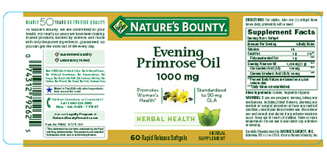 Nature'S Bounty Evening Primrose Oil Softgels, Herbal Supplement, 1000 Mg, 60 Ct