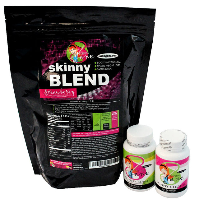 Skinny Jane - Best Weight Loss Quick Slim Diet Kit, Best Tasting Protein Shakes, Appetite Suppressant Fat Burner Diet Pills, Cleanse and Detox, Fast Weight Loss - Strawberry