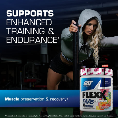 GAT SPORT Flexx Eaas + Hydration, Advanced Essential Amino Acids, 30 Servings (Blue Razz)