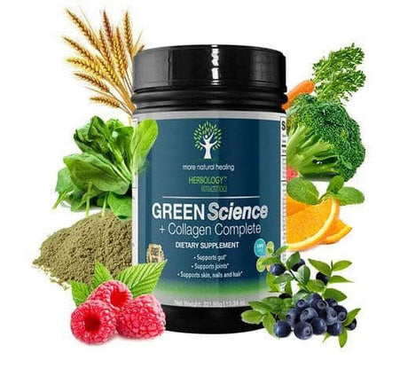 Green Science + Collagen Superfood Green Drink Powder Supplement for Joints and Gut Support Powder Drink - 30 Day Supply