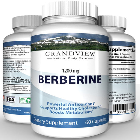 Berberine - All-Natural Herbal Supplement. Supports Weight Loss. Promotes Heart Health. May Help Healthy Blood Sugar. Powerful Antioxidant.