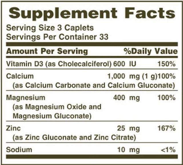 Nature'S Bounty Calcium-Magnesiuim-Zinc, 100 Caplets