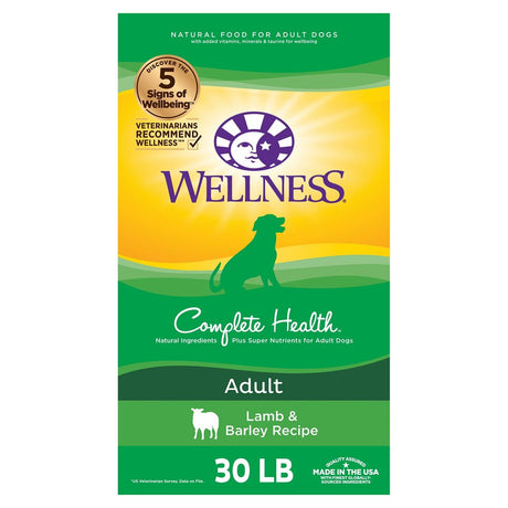 Wellness Complete Health Natural Dry Dog Food, Lamb & Barley, 30-Pound Bag