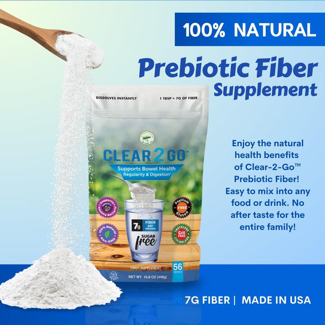 Prebiotic Fiber Supplement Powder - Inulin Soluble Fiber - All Natural Sugar & Gluten Free Dietary Fiber - Daily Fiber for Bowel Health - Nutritional Designs Clear 2 Go - 15.8 Oz