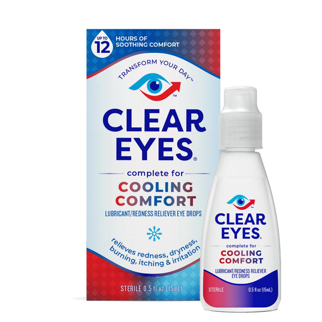 Clear Eyes Cooling Comfort Relief Lubricant Eye Drops, 0.5 Fl Oz