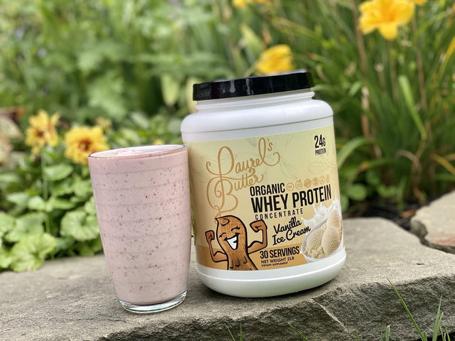 Laurel'S Organic Vanilla Whey Protein Powder for Shakes, Smoothies, & Baking – Low Sugar Protein Powder – Non GMO & Gluten Free – 30 Servings (2 Lbs.)