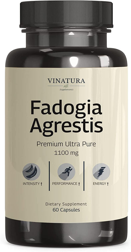 Fadogia Agrestis 1100Mg per Serving - Premium Ultra Pure **USA Made and Tested** Most Intense in Market - Promote Healthy Performance Levels, Energy - (60 Capsules) by Vinatura Supplements