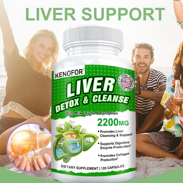 KENOFOR Liver Cleanse Detox & Repair for Liver Detoxification, Digestion and Cleansing - Liver Support Supplement with Milk Thistle, Turmeric, Ginger, Dandelion and More.