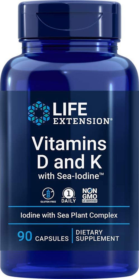 Life Extension Vitamins D and K with Sea-Iodine, 90 Capsules