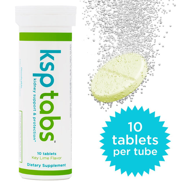 Ksptabs Kidney Health Supplement to Combat Calcium Oxalate Crystal Formation - Key Lime - Box of 8 Tubes