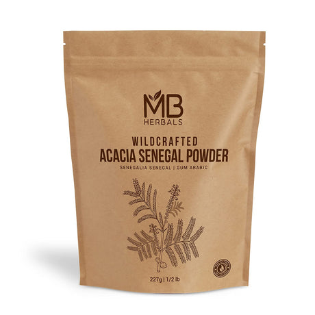 MB Herbals Acacia Gum Powder 227 Gram (8 Oz / 1/2 Lb) | Wildcrafted Acacia Senegal Powder | Acacia Fiber Powder | Gum Arabic Powder | Plant Based Edible Gum Powder | Origin: Senegal