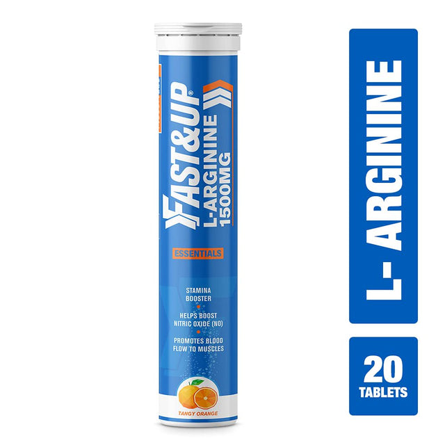 FAST&UP L-Arginine Essentials 1500 Mg, Effervescent L-Arginine Supplement, Refreshing Orange Flavour, Boosts Stamina and Nitric Oxide (NO), Delays Onset of Fatigue - Pack