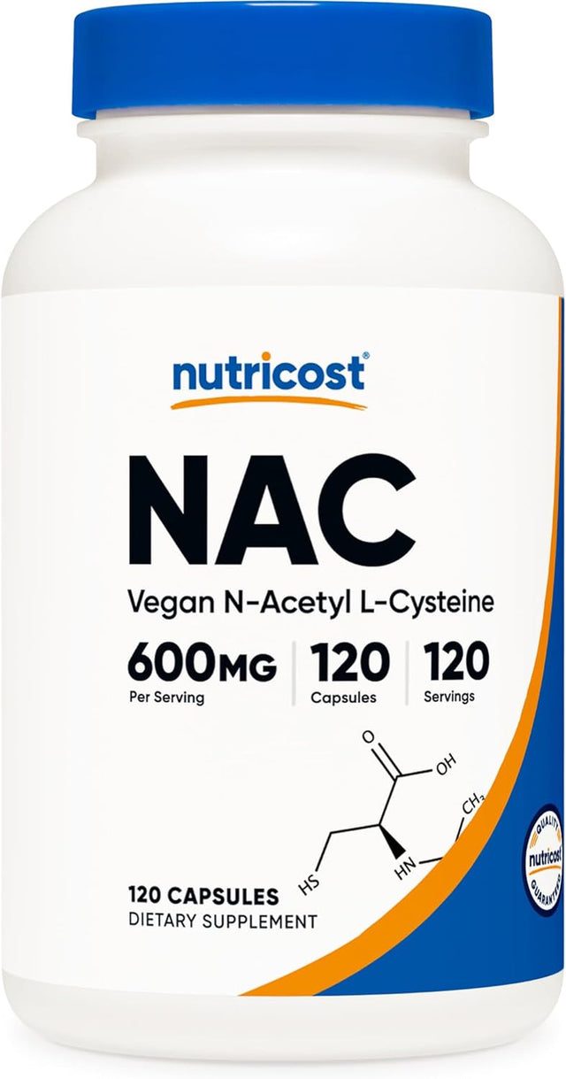 Nutricost N-Acetyl L-Cysteine (NAC) 600Mg, 120 Vegetarian Capsules - Non-Gmo, Gluten Free, Vegetarian Caps