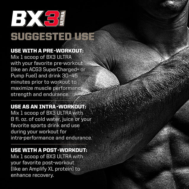 PMD Sports BX3 Ultra Muscle-Building Powder – Beta-Alanine, Bcaas, Betaine Anhydrous – Boost Endurance and Stamina, Increase Strength, Pumps, Build Lean Mass, Enhance Recovery– Unflavored–30 Servings