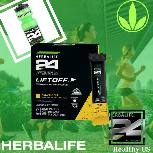 HERBALIFE24 Liftoff: Pineapple Push (30 Stick Packs) Nutrition for the 24-Hour Athlete, Energy Supplement, Natural Flavor with Other Natural Flavors, Certified for Sport, Certified Vegetarian